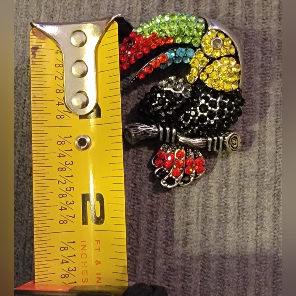 Source Unknown Multicolor Toucan Brooch - Black, … - image 4